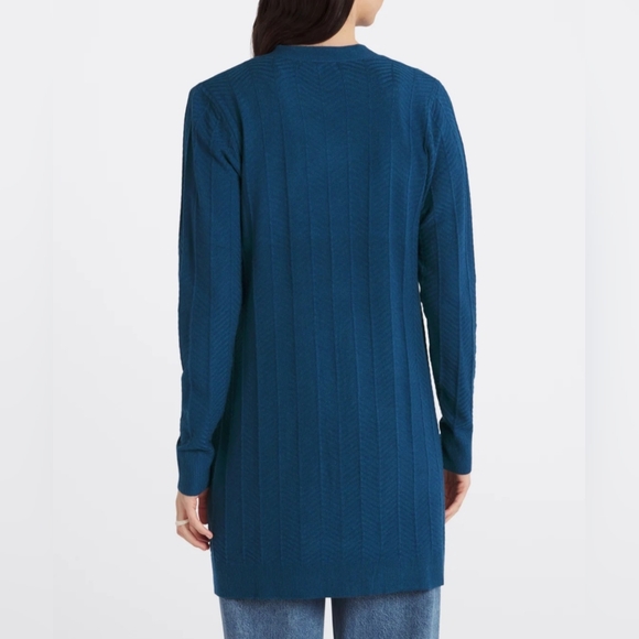 NWOT, Love Ellie, Olla Herringbone Knit Cardigan, Medium, Blue, So Soft!!! - Picture 2 of 15